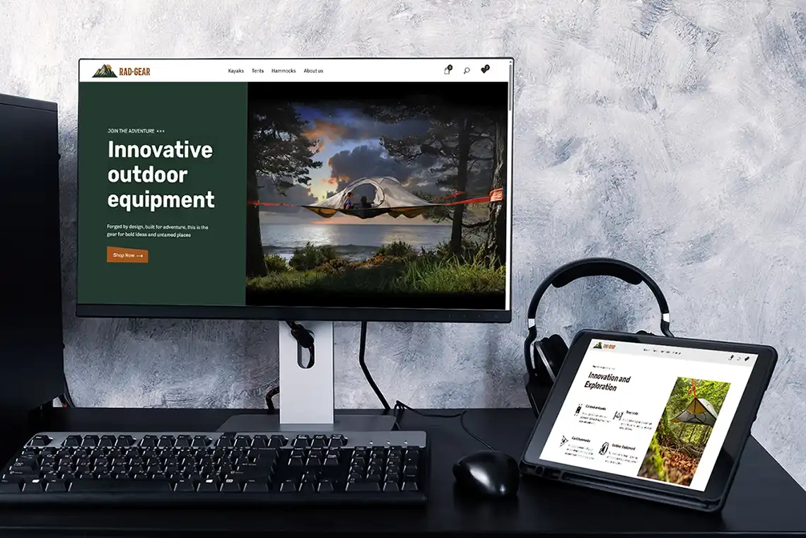 Монитор със сайт за къмпинг оборудване - Професионална уеб разработка за бизнес нужди и дигитални проекти - УебКома ООД