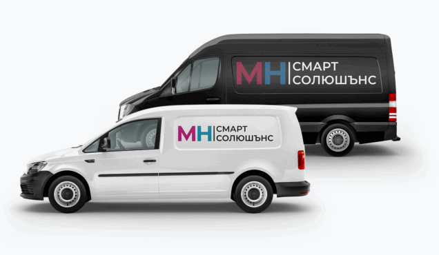 Мокъп на брандиран автомобил "МН" - Професионална уеб разработка за бизнес нужди и дигитални проекти - УебКома ООД