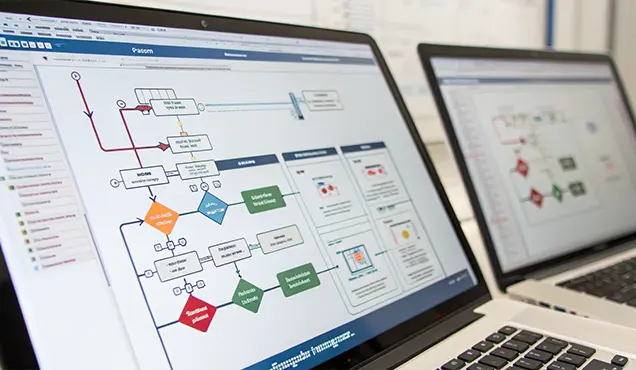 Лаптоп със CRM - Професионална уеб разработка за бизнес нужди и дигитални проекти - УебКома ООД