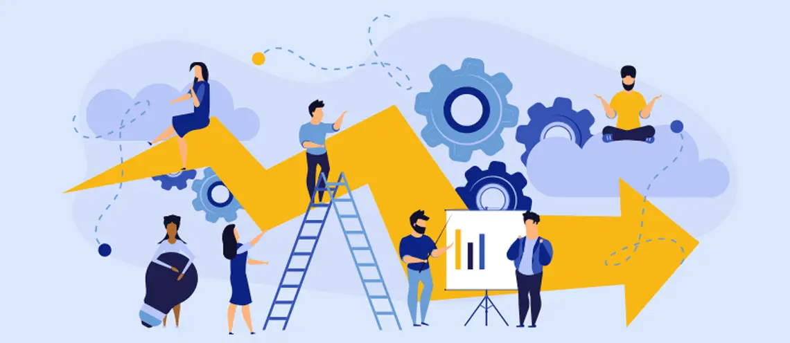 Илюстрация изобразяваща автоматизиране на процеси - Професионална уеб разработка за бизнес нужди и дигитални проекти - УебКома ООД