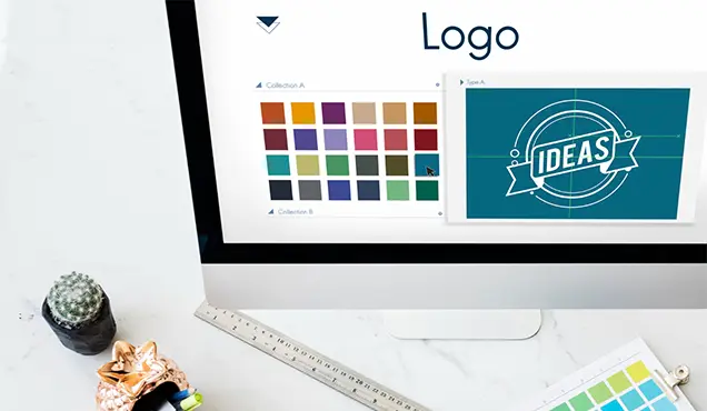 Монитор с идеи за лого дизайн - Професионална уеб разработка за бизнес нужди и дигитални проекти - УебКома ООД