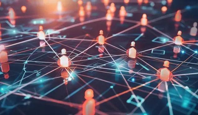 Снимка изобразяваща мрежа и отделните връзки между хората - Професионална уеб разработка за бизнес нужди и дигитални проекти - УебКома ООД